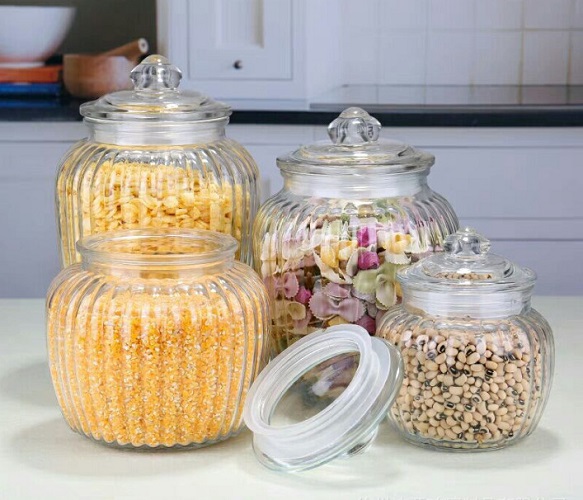Hũ Thủy Tinh Sọc Nắp Thủy Tinh Đựng Thực Phẩm