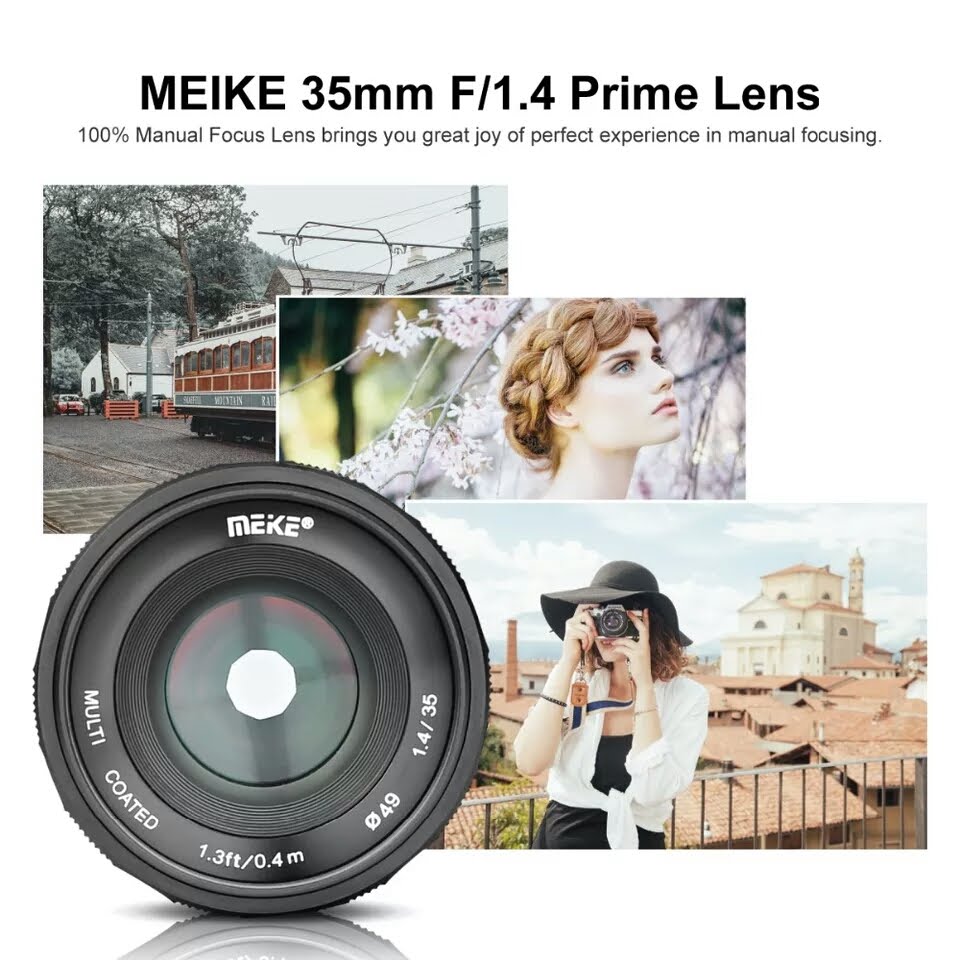 Ống kính Meike 35mm F1.4 lấy nét thủ công cho máy ảnh mirroless Fuji, Sony, Canon- Hàng nhập khẩu