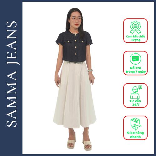 Áo Sơ Mi Denim Nữ SM2, Áo sơ mi nữ jean Cao Cấp Vải Dày Co Giãn - thương hiệu Samma Jeans - HỒNG