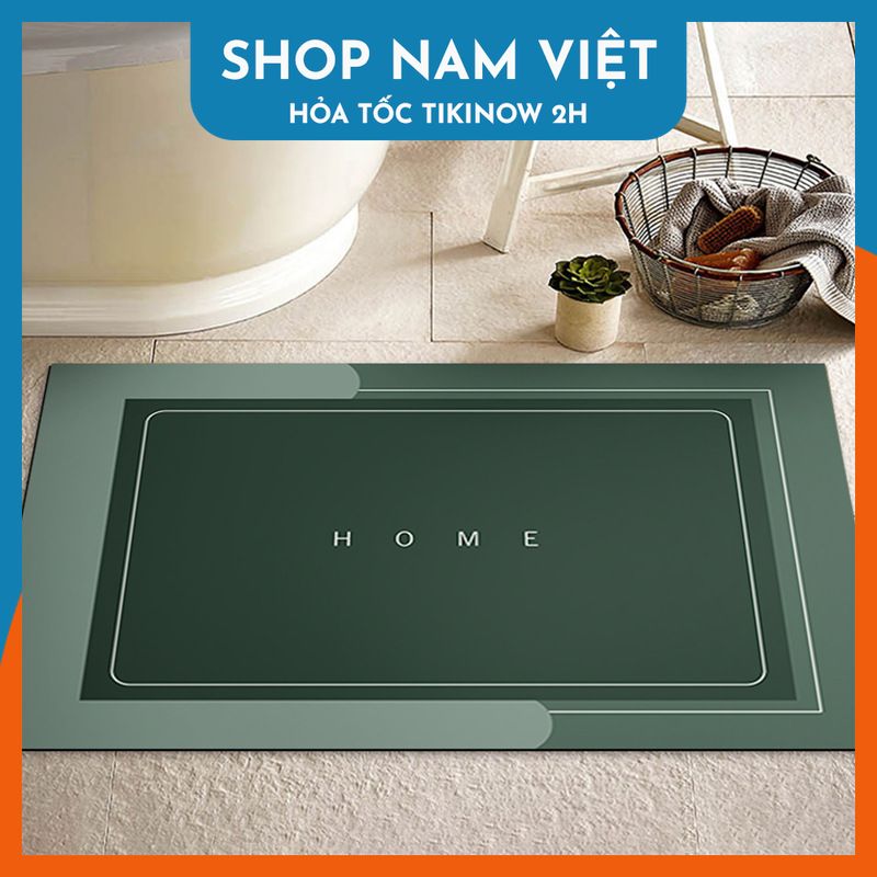 Thảm Nhà Tắm, Nhà Bếp Siêu Thấm Nước, Chống Trơn Trượt Tối Giản, Hiện Đại Navivu - Hcn Xanh Lá - 40Cm X 60 Cm