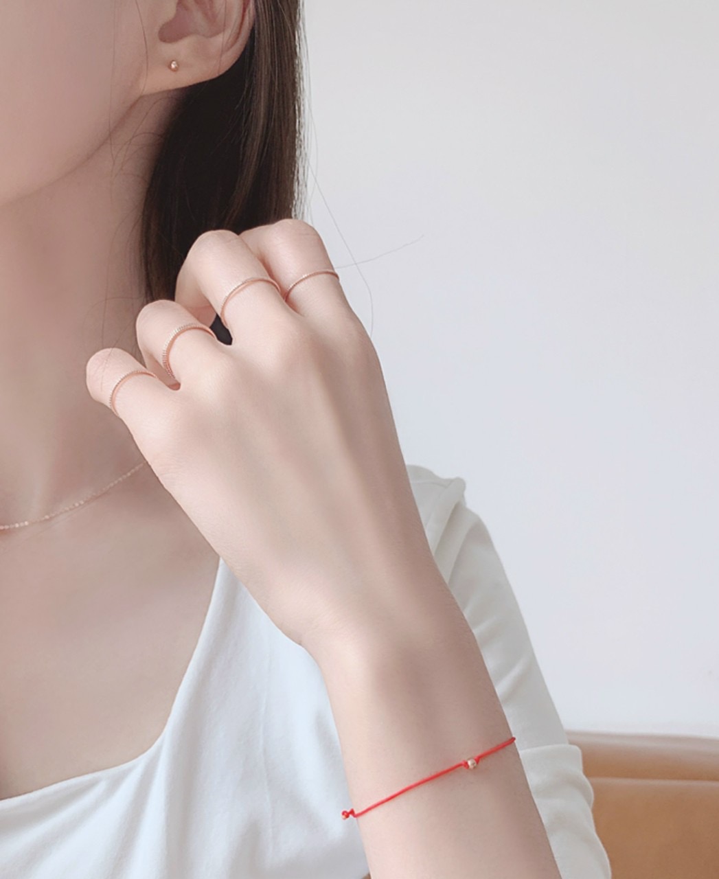 Vòng Chỉ May Mắn Đính Bi Vàng 14K - MOON Jewelry