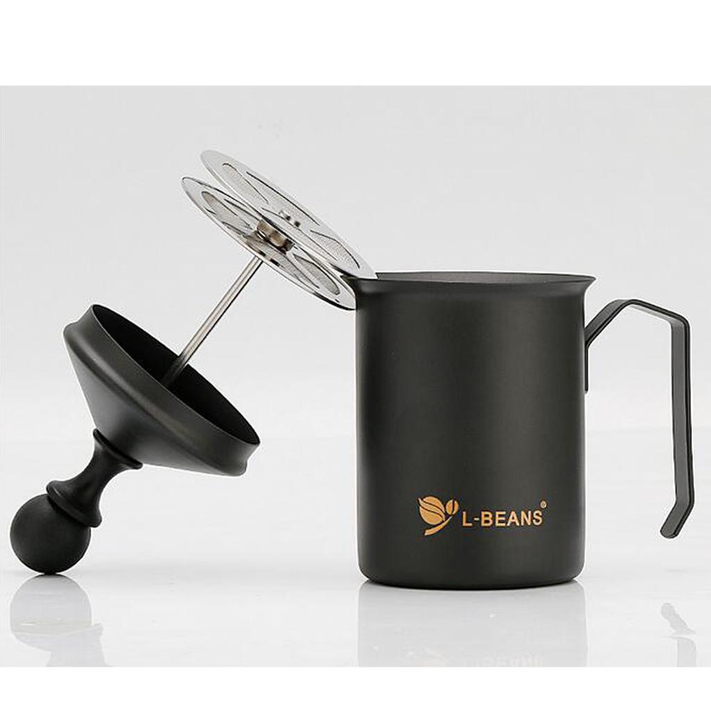 600ml Stainless Steel Milk Frother 2 Mesh Coffee Cappuccino Foamer Creamer