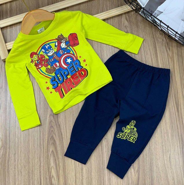 Bộ dài cotton 4c bé trai - Đồ bộ trẻ em