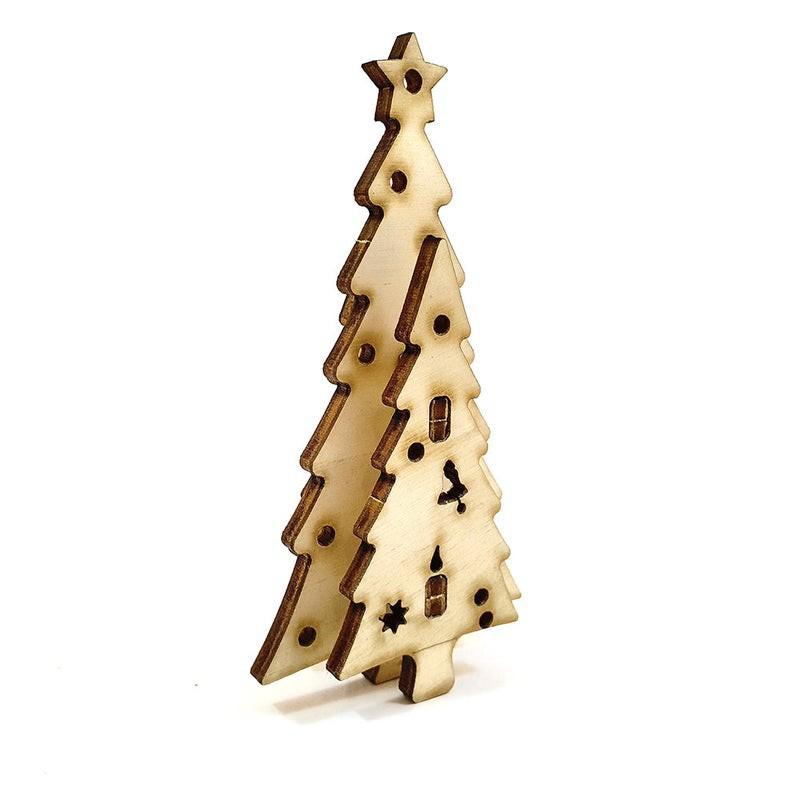 Combo 8 món đồ chơi giáng sinh bằng gỗ tự lắp ráp kèm màu và dây treo