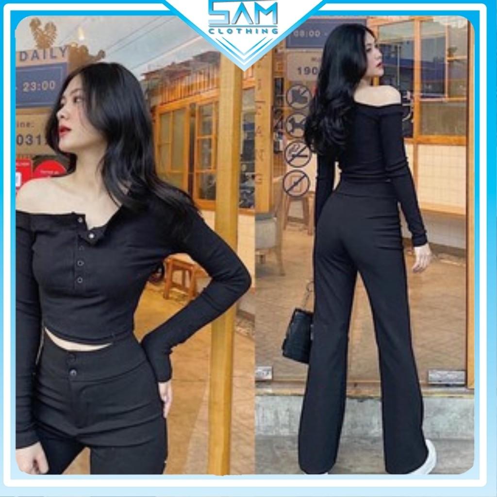 Quần loe cạp siêu cao chất vitex cao cấp-SAM clothing