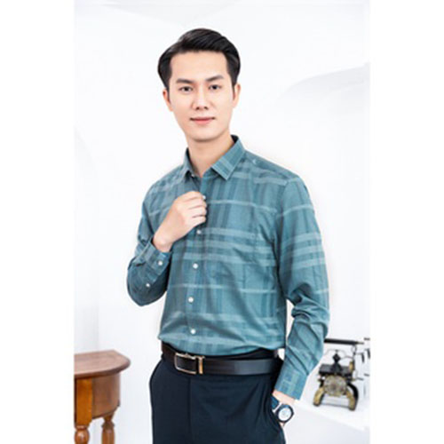 Sơ mi nam dài tay công sở trung niên thương hiệu Anton vải bamboo xanh lục thoáng mát, thấm hút mồ hôi - XAT204