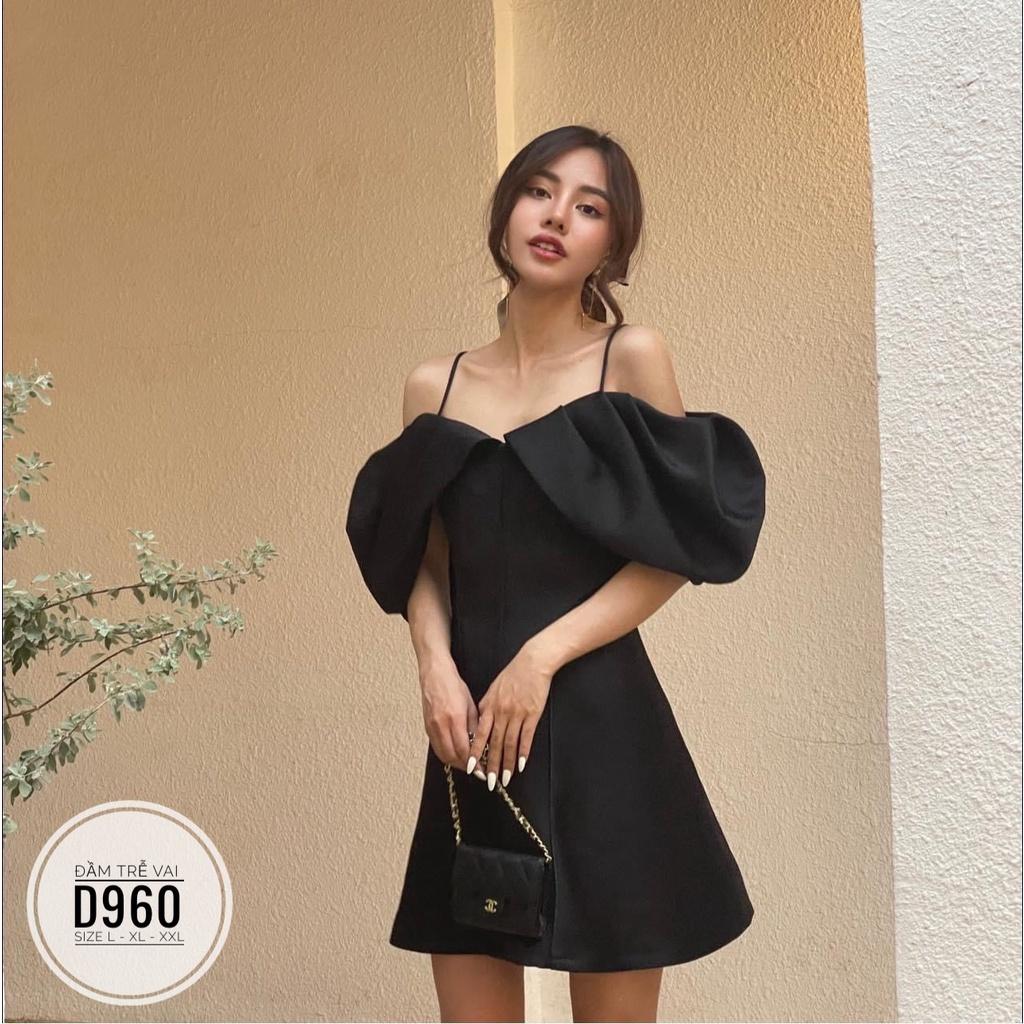 ĐẦM DỰ TIỆC TRỄ VAI BIG SIZE MÀU ĐEN SANG CHẢNH