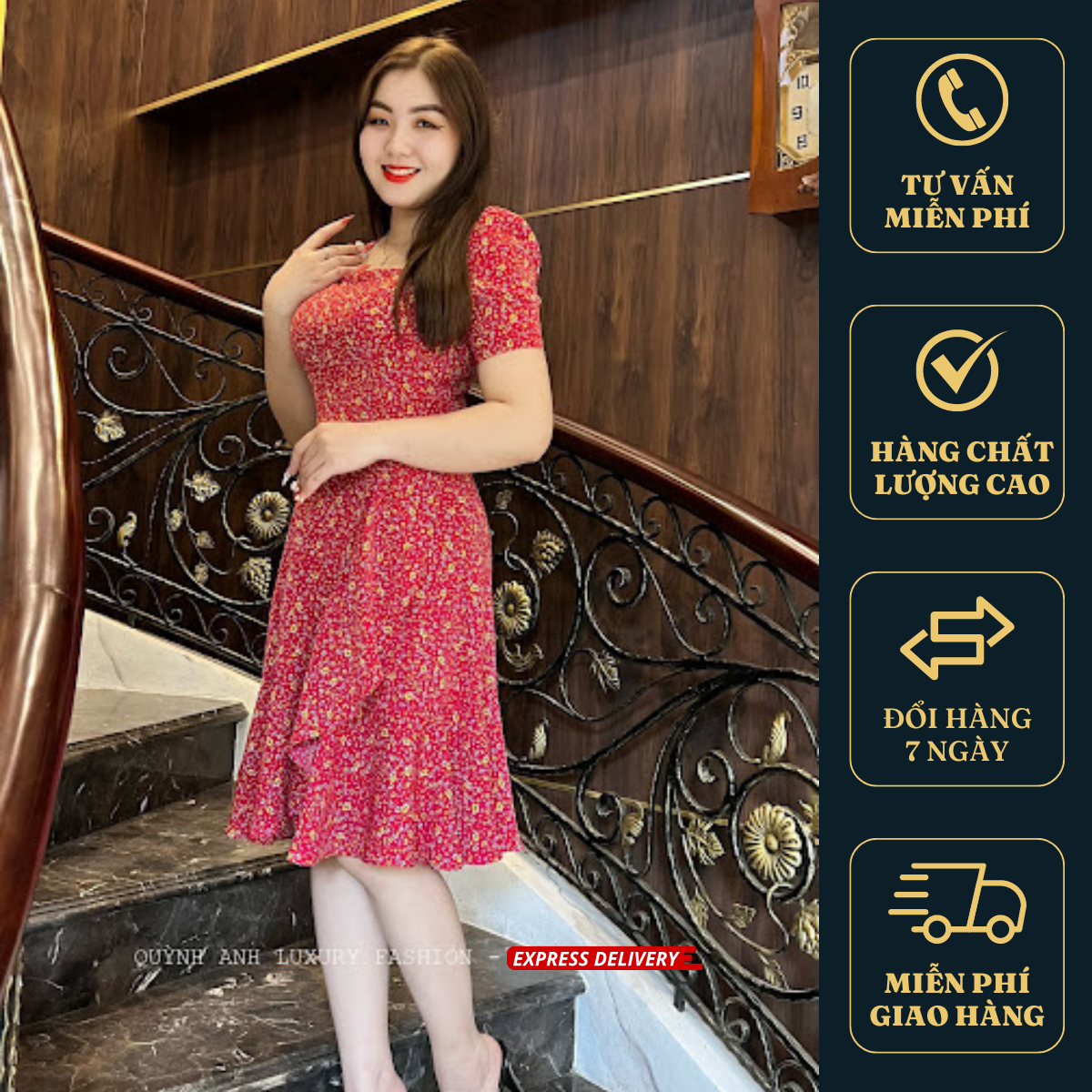 Hình ảnh Váy Voan Hoa Nhí Đỏ Mận Dạo Phố Ngày Hè Siêu Xinh Hazel Dress