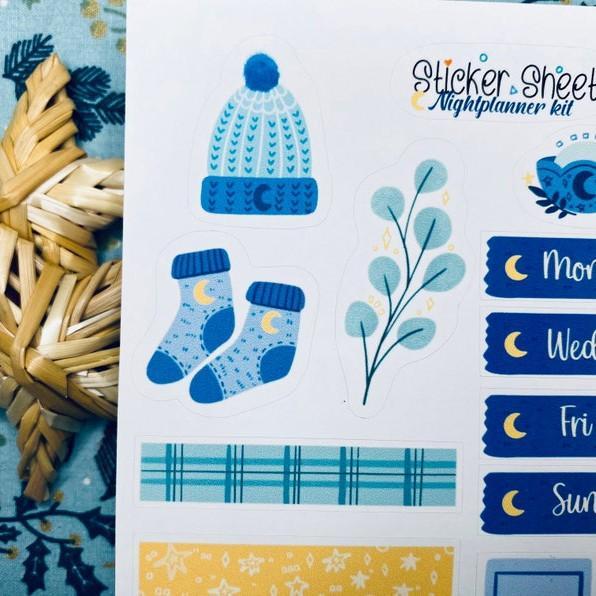 Sticker sheet night planner kit - chuyên dán, trang trí sổ nhật kí, sổ tay | Bullet journal sticker - unim057