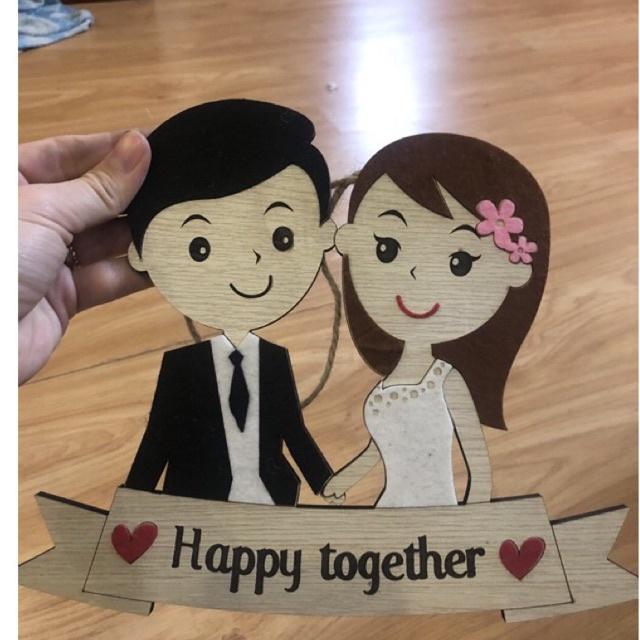 Bảng gỗ trang trí mẫu cô dâu chú rể tặng làm quà cưới ý nghĩa