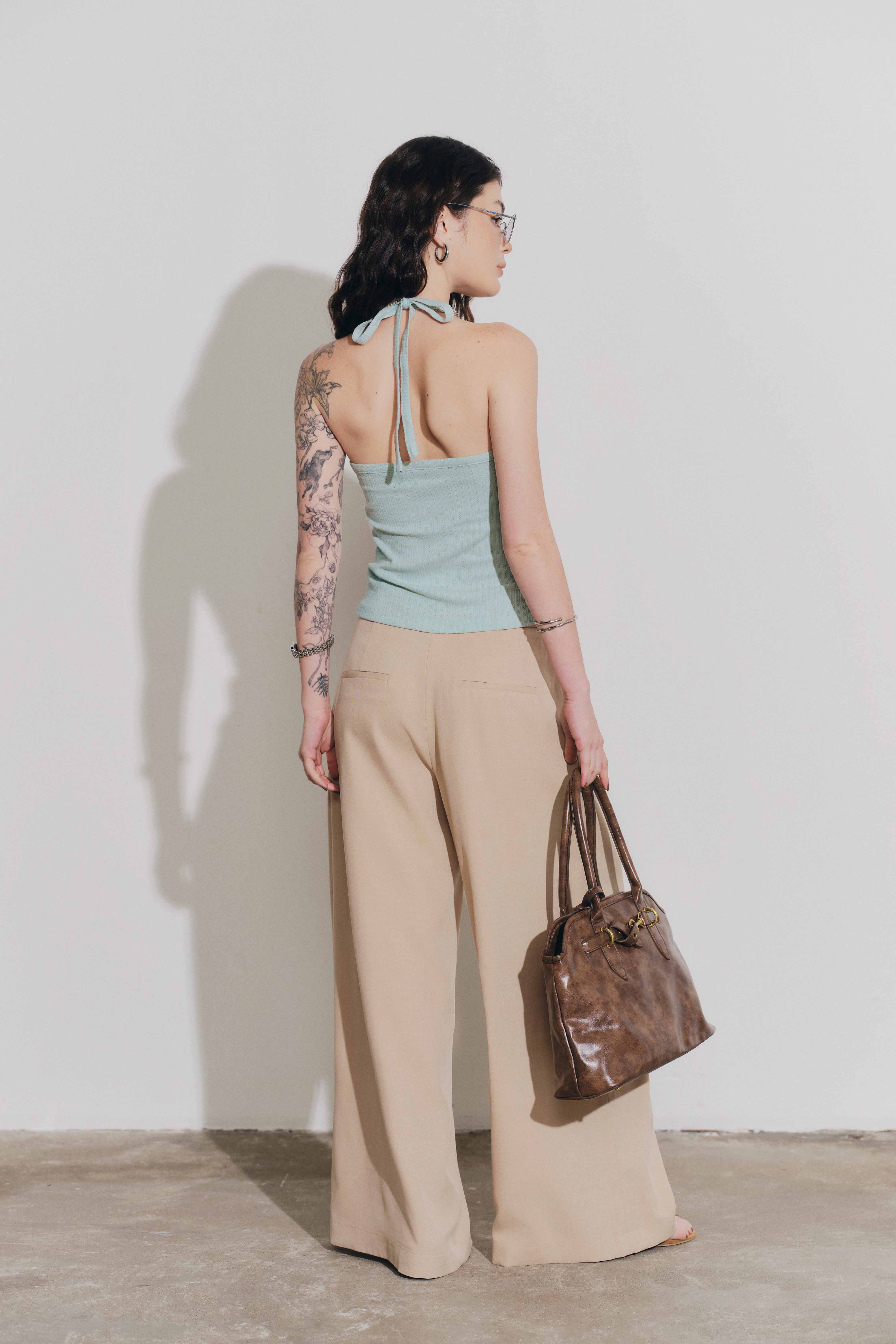 DOTTIE - Áo thun cổ yếm viền ren - Xanh ngọc - T1146