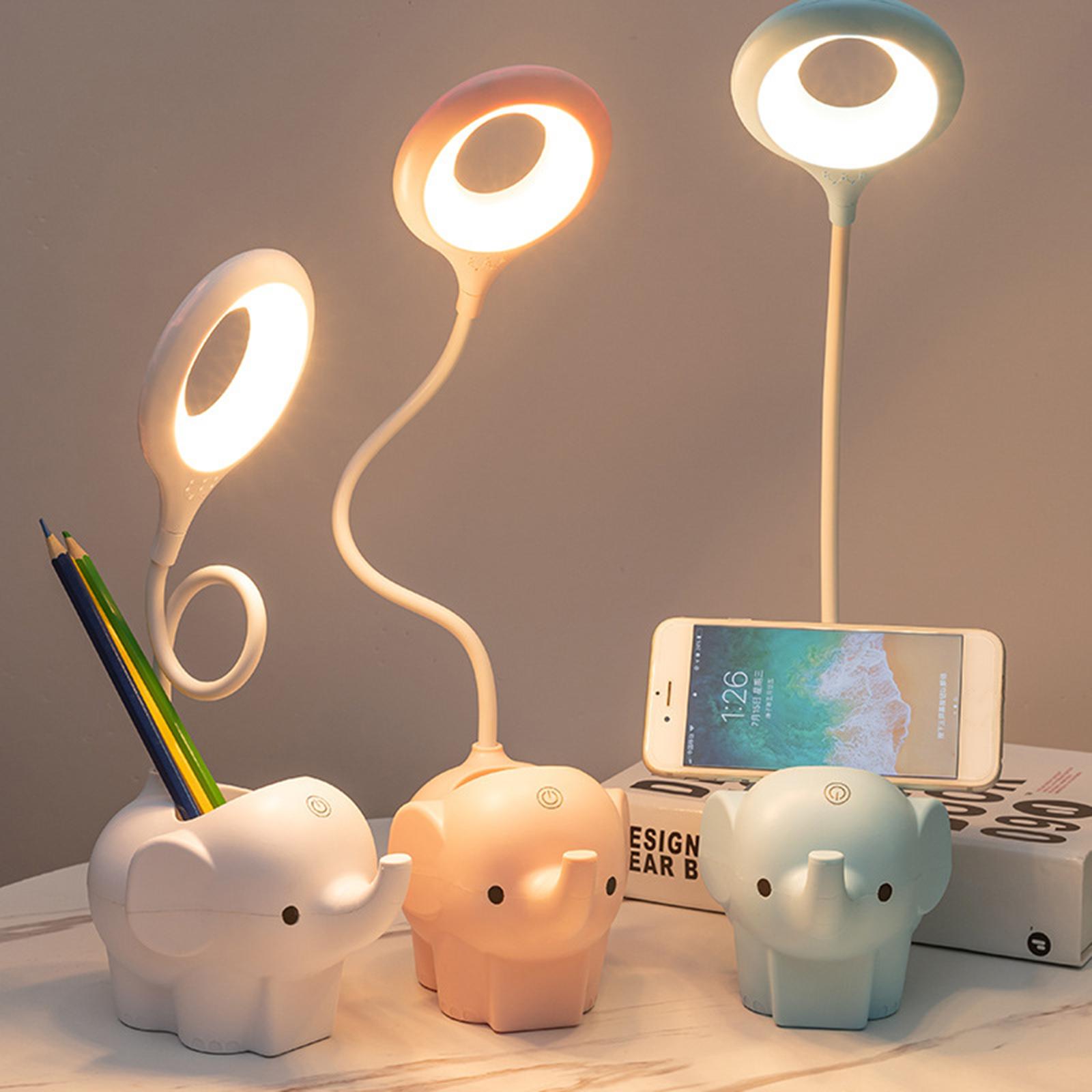 Rechargeable Elephant LED Desk Lamp 2x White Night Light