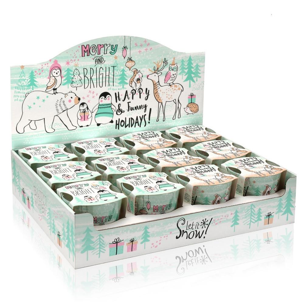 Ly nến thơm tinh dầu Bartek Merry and Bright 115g QT02785 - tuyết, thông, quế, nến trang trí, thơm phòng, thư giãn, hỗ trợ khử mùi (giao mẫu ngẫu nhiên)