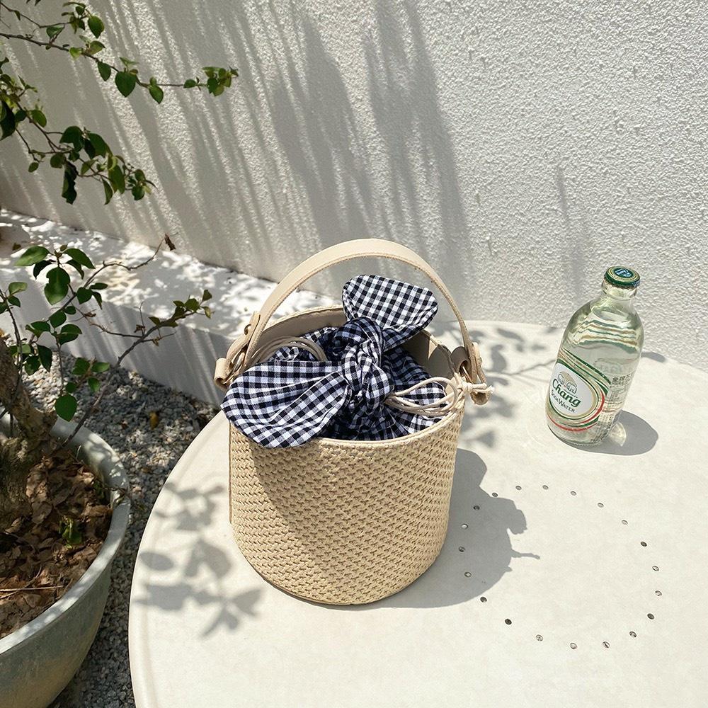 Túi cói giỏ bucket đi biển thời trang thanh lịch