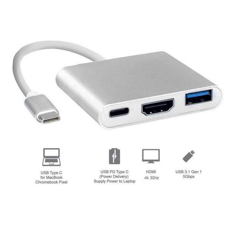 Cáp chuyển đổi từ Type C sang HDMI + USB 3.0 cho macbook điện thoại cáp typec sang HDMI dây chuyển đổi từ typec sang hdm