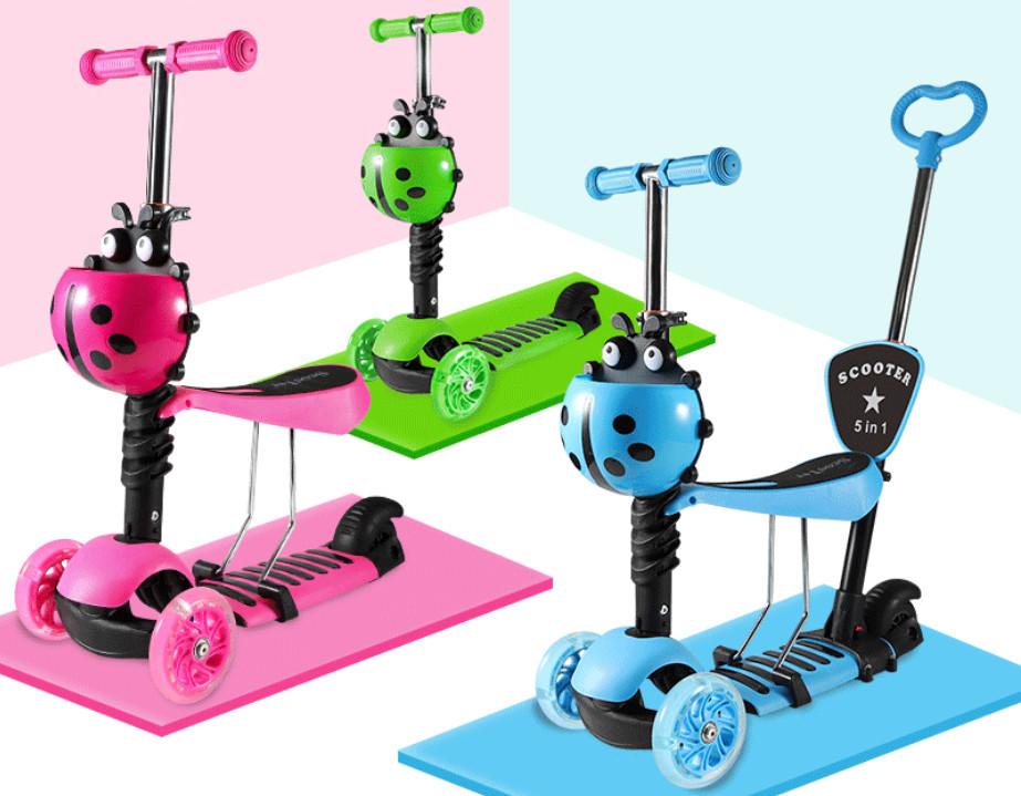 Xe trượt Scooter 3 in 1 kiểu dáng bọ rùa cho bé 2 - 12 tuổi