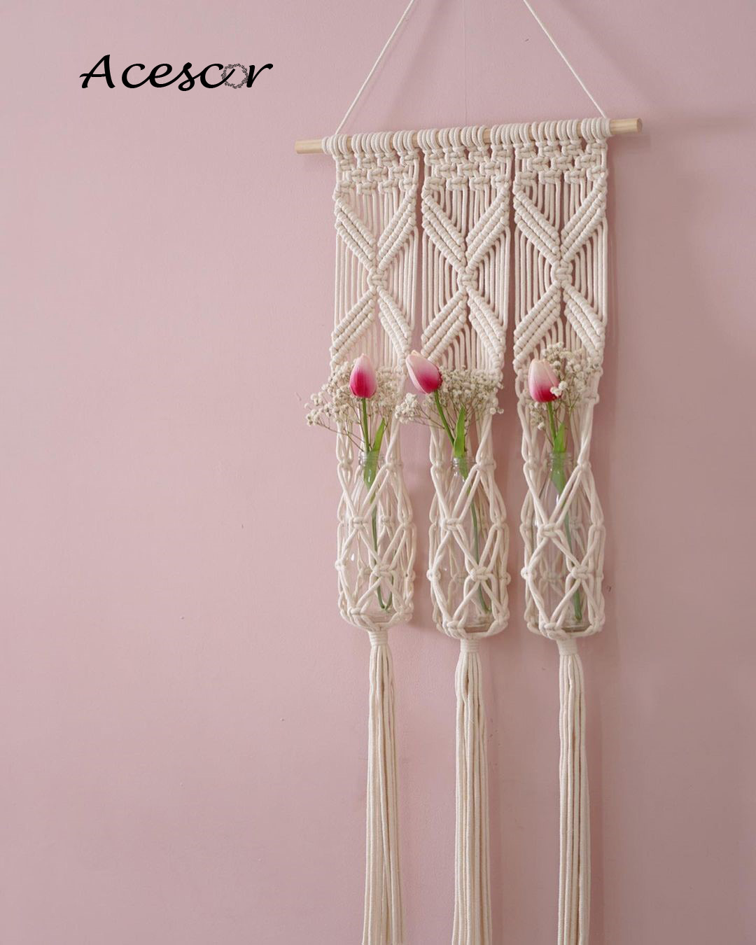 Giỏ Treo Hoa Trang Trí Tường Macrame GH01 - Sản Phẩm Handmade Nghệ Thuật, Dùng Treo Tường Decor, Làm Quà Tặng, Trang Trí Phòng Khách, Phòng Ngủ (Trang Trí Nhà Cửa)