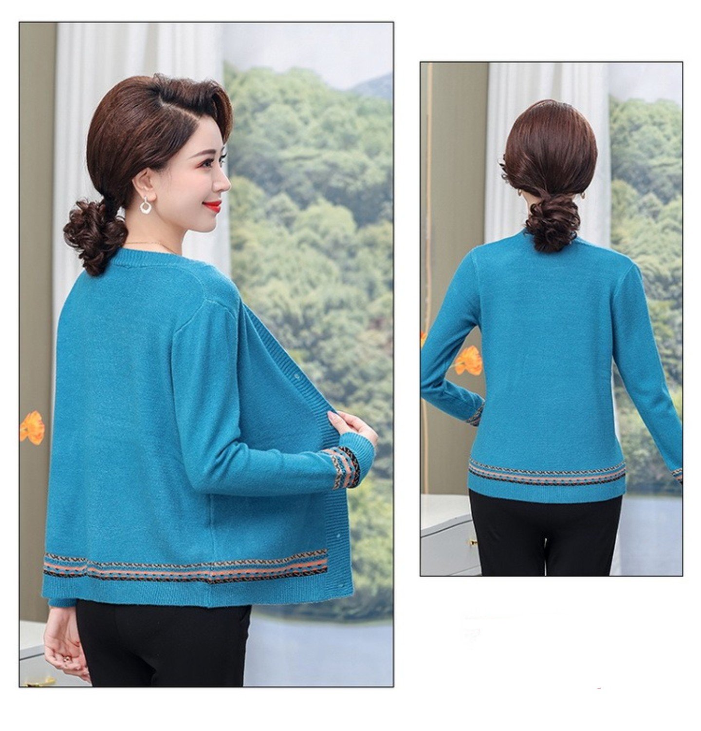 Hình ảnh Áo khoác cardigan len trung niên tặng mẹ, tặng bà siêu xinh, len mềm mịn  Ak36