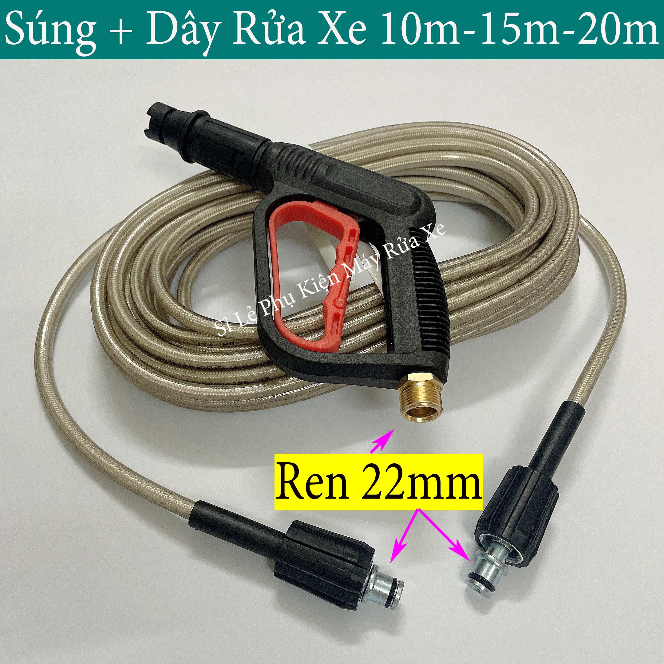 Bộ 10m,15m,20m,30m dây rửa xe và súng xịt (bộ như hình) - súng rửa xe áp lực cao, dây xịt rửa xe áp lực cao