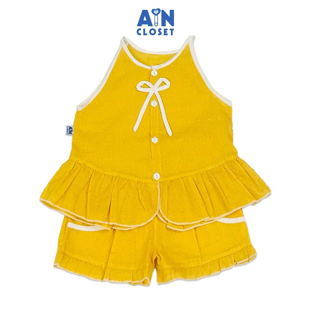 Bộ quần áo Ngắn bé gái họa tiết Nơ Vàng Hạt cotton boi - AICDBGOUQQ1O - AIN Closet