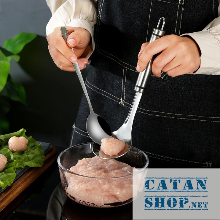 Muỗng, thìa, dụng cụ làm thịt viên, cá viên bằng thép không gỉ siêu tiện dụng, tiết kiệm thời gian GD266-MuongThitVien