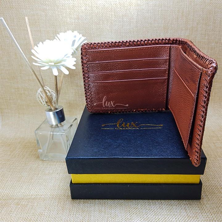 Ví Nam Da cá sấu LuxLeather LM1113 Đan Viền thủ công - Một mặt - Kiểu Ngang - Gù nguyên con