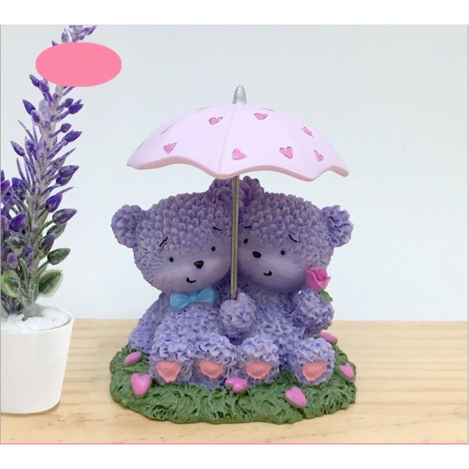 Set decor cặp GẤU TÌNH NHÂN trang trí taplo ô tô, táp lô xe hơi - Hoàng Đông shop
