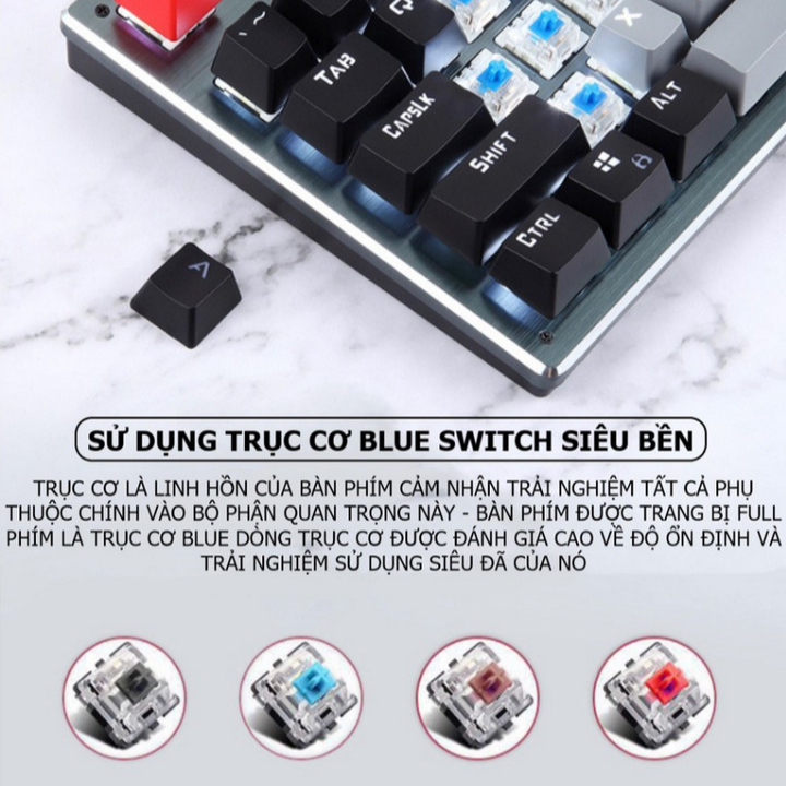 Keyboard 87 Phím Blue Switch Có 3 Chế Độ Kết Nối