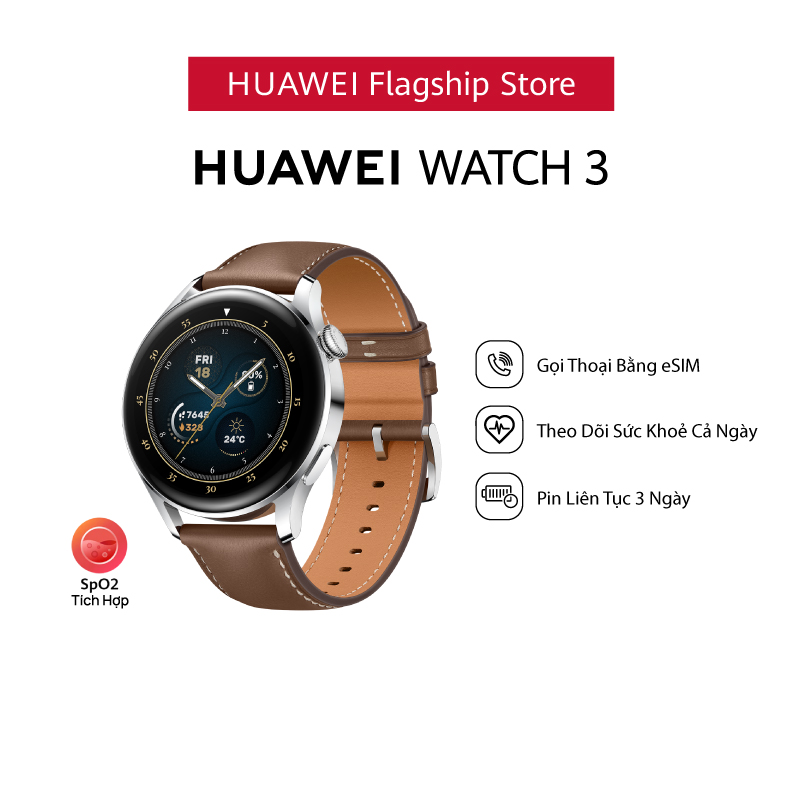 Đồng Hồ Thông Minh HUAWEI WATCH 3 | Gọi Thoại Bằng eSIM | Theo Dõi Sức Khỏe Cả Ngày | Pin Liên Tục 3 Ngày | Hàng Chính Hãng