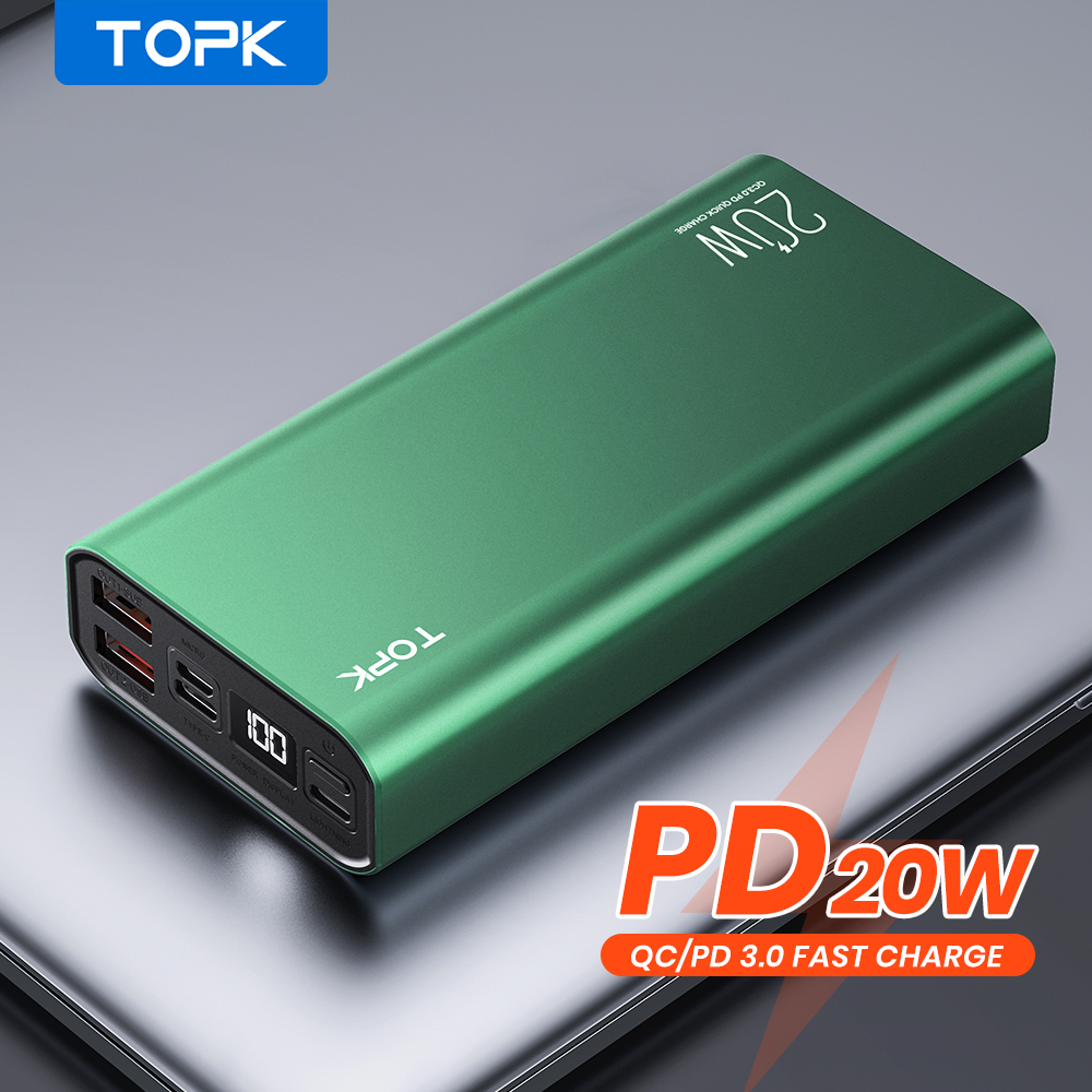 [HÀNG CHÍNH HÃNG] Sạc Dự Phòng TOPK I2006P PD 20W 20000MAh, Với Cáp Micro Usb Dành Cho iPhone Xiaomi Oppo