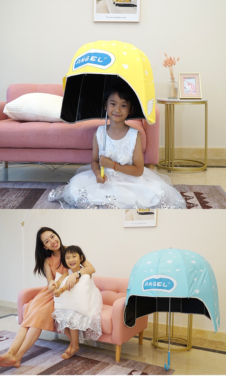 Ô dù họa tiết hoạt hình dễ thương Cartoon Helmet Sun Umbrella Kids