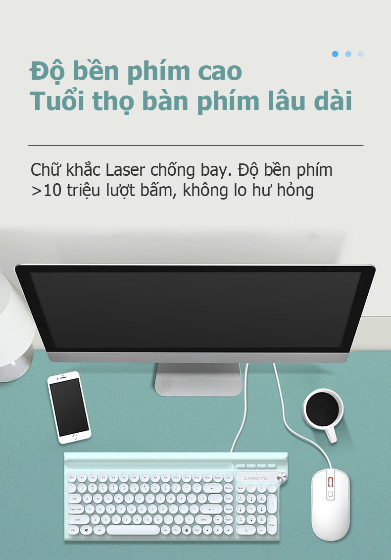 Bàn phím có dây LANGTU L3 với Nút Vặn Tăng Giảm Âm Lượng tiện lợi - Hàng Chính Hãng