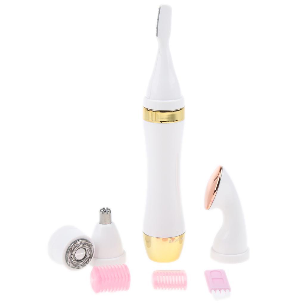 4 In 1 Electric Face Nose Leg Bikini Eyebrow Hair Remover Face Toning Massage Skin Lifting Device Set