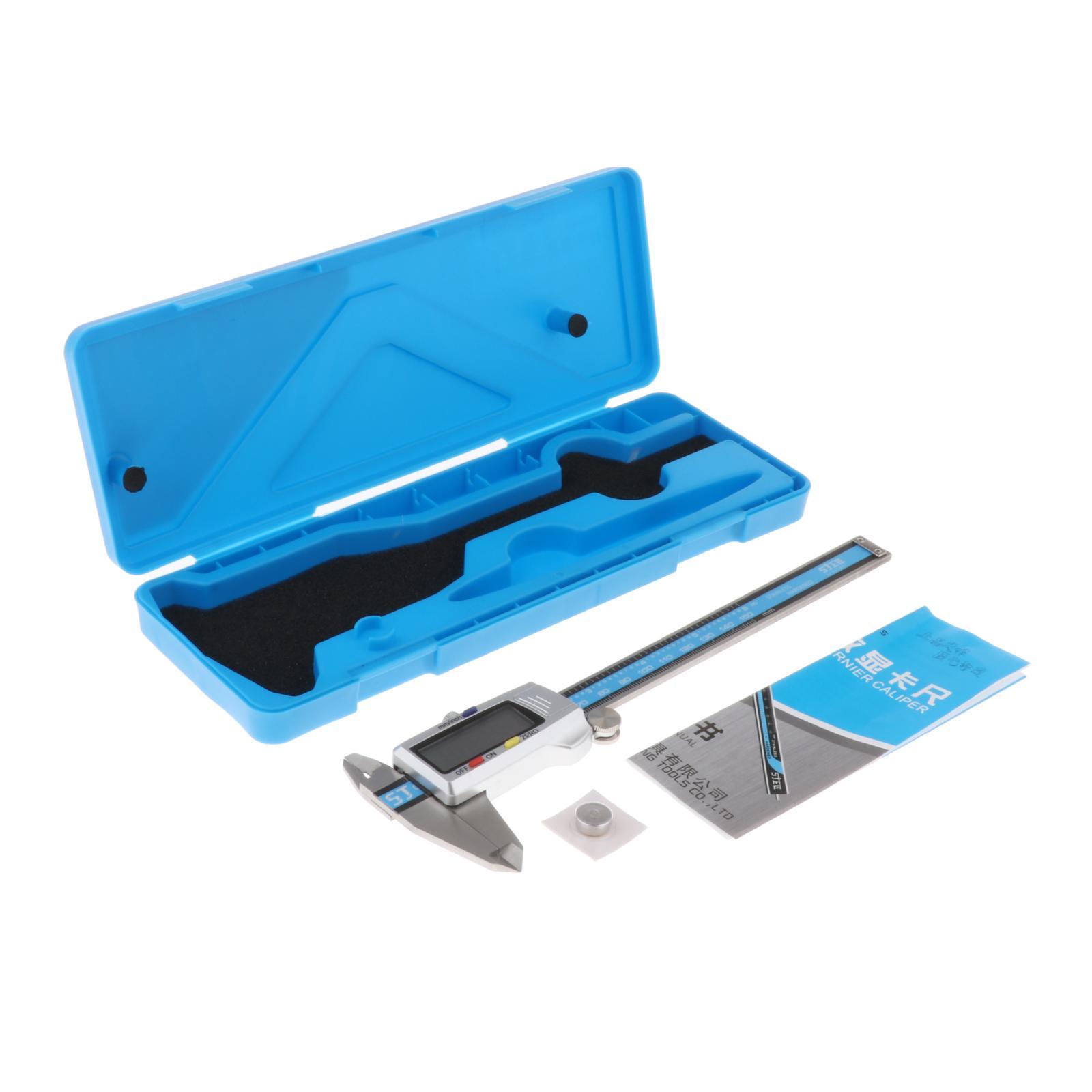 Electronic Digital Vernier Caliper, with Large LCD Screen and 150mm 0-6" Inch/Metric Conversion, Stainless Steel, Water Resistant