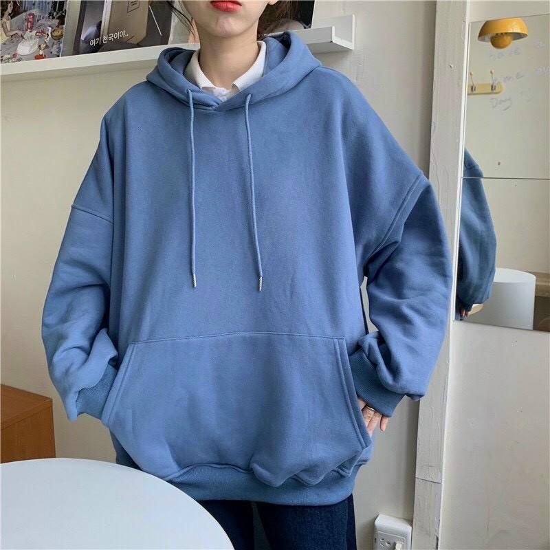 Áo Hoodie Nỉ Nam Nữ Trơn From Rộng Unisex Chất Nỉ Cotton Bao Dày Không Đổ Lông