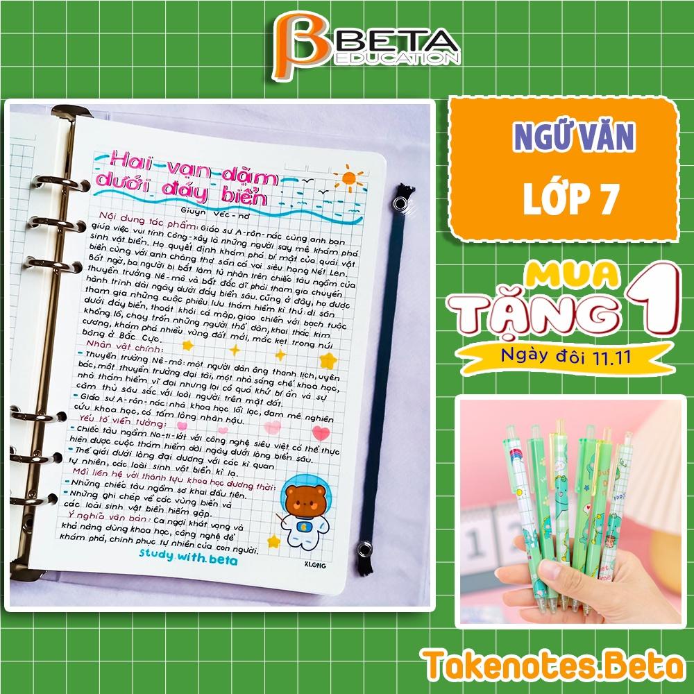 Sổ takenote VĂN 7 còng sắt binder, Sổ giấy trang trí sticker văn 7, sổ tay ghi chú do takenotebeta thiết kế