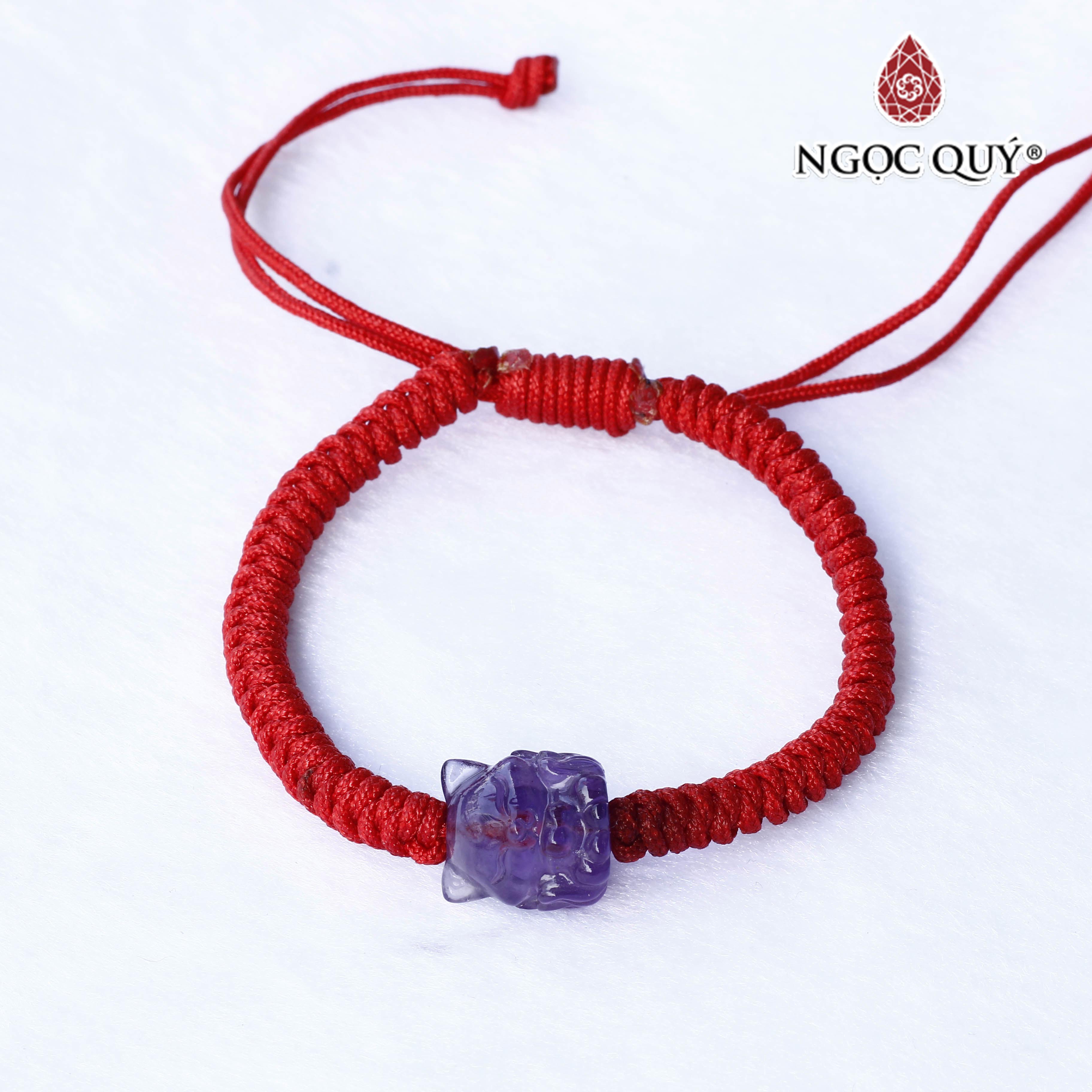 Vòng thắt dây đỏ hồ ly 9 đuôi đá thạch anh tím hợp mệnh hỏa, thổ - Ngọc Quý Gemstones