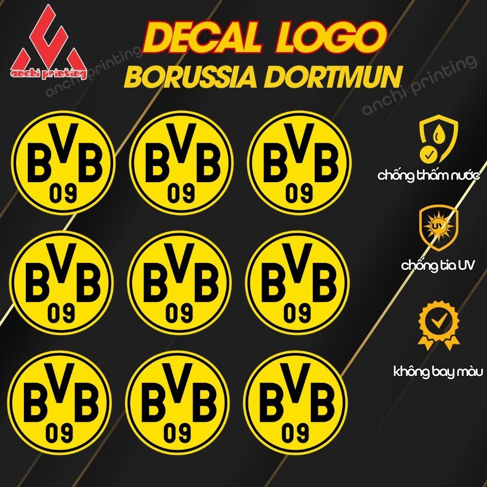 Combo 9 sticker logo decal CLB bóng đá BORUSSIA DORTMUND chất liệu chống nước 5 lớp cao cấp - ANCHI PRINTING