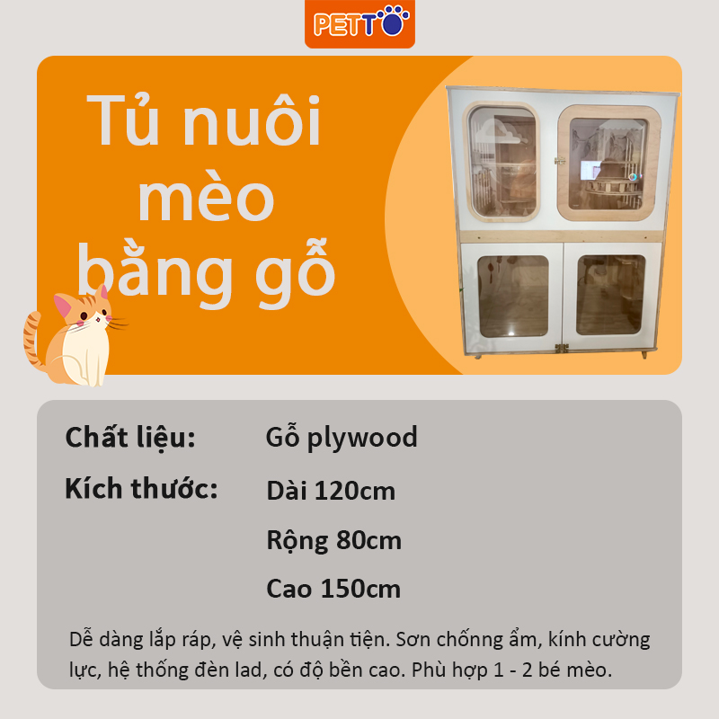 Tủ cho mèo bằng GỖ chuồng mèo 2 tầng THÔNG MINH siêu đẹp kích thích sự tò mò khám phá của mèo CBCC020_1