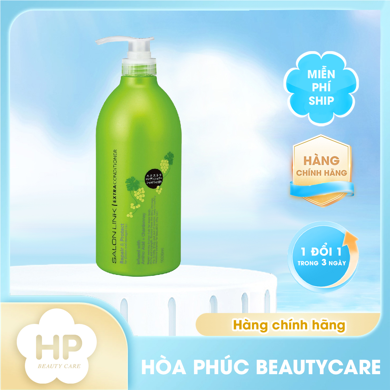 Dầu Xả Tóc Phục Hồi Hư Tổn Salon Link Chiết Xuất Nho Chardonnay Salon Link Extra Conditioner Chardonnay 1000mL