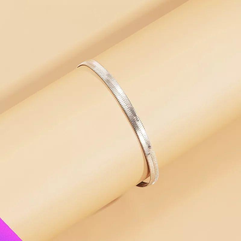 Lắc chân lắc tay inox kiểu dây mì dẹp 4mm không đen, không gỉ sét