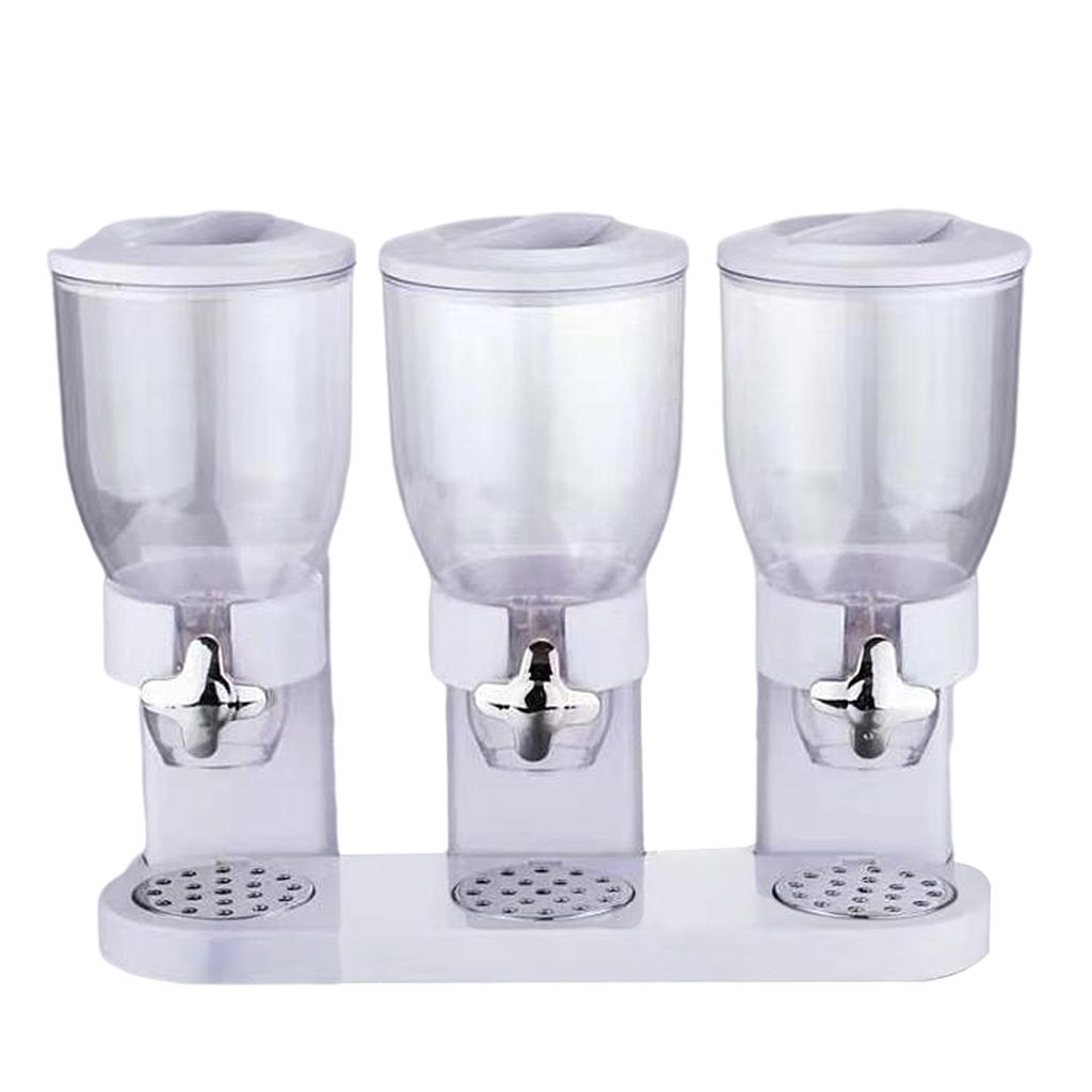 Plastic Triple Canister Cereal Dispenser Machine Storage Bottles Supplies