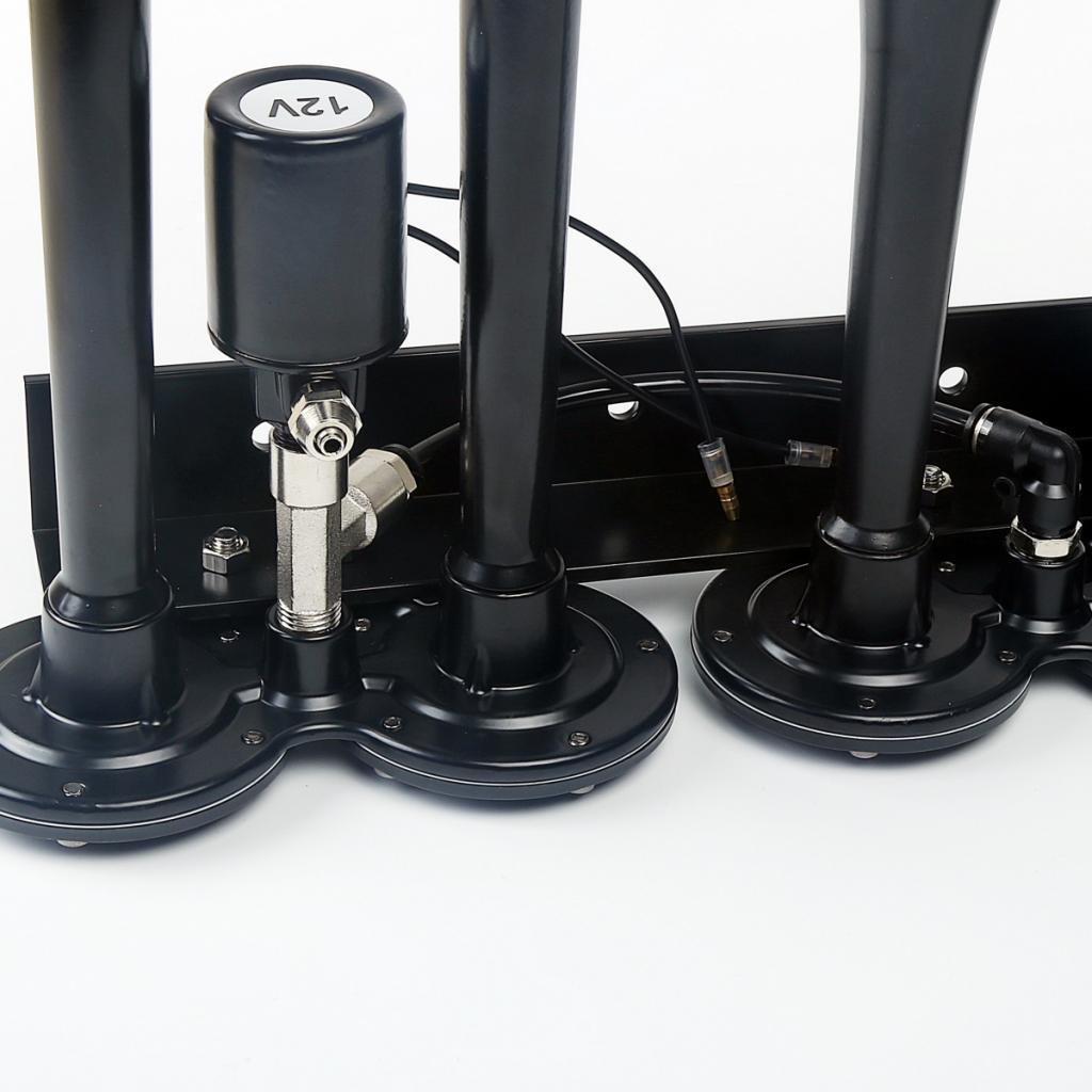 150DB Single Row Four Trumpet Train Air 12V Electric Solenoid Black