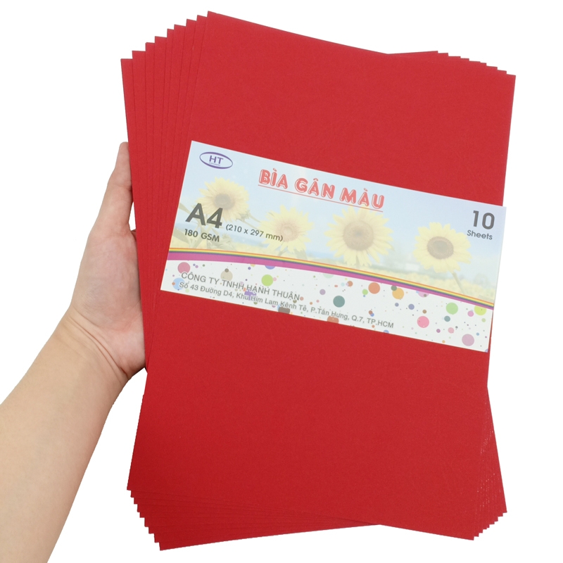 Bìa Gân A4 HT 180gsm - Màu Đỏ