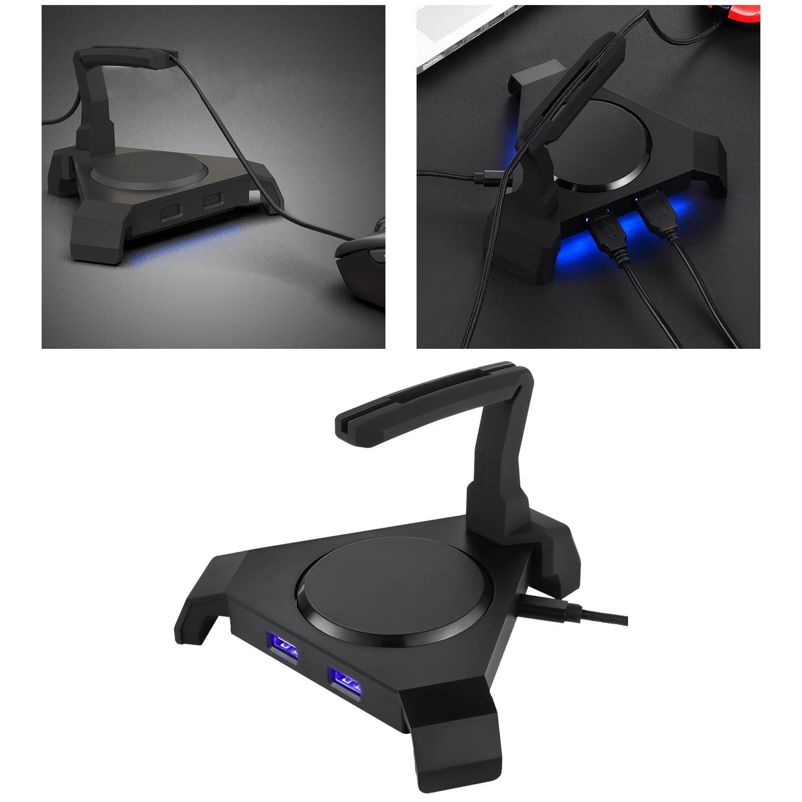 Q20 Gaming Mouse Bungee Cable Holder 4-Port Multi-Functional Headset RGB Lighting PC USB 2.0 Hub Office Desk Organizer, for Competitive Games