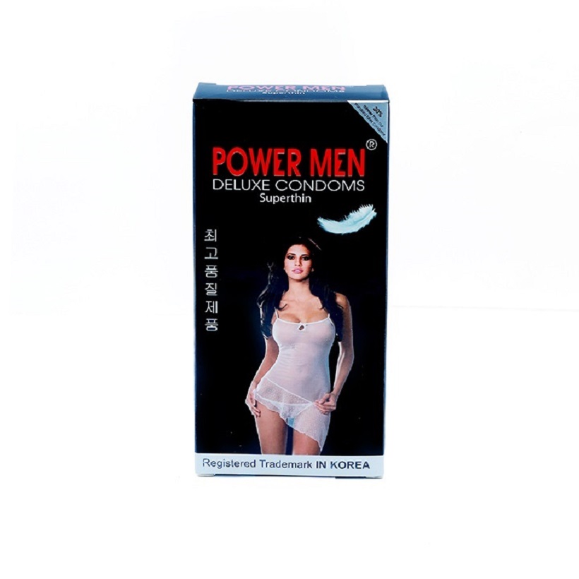Bao cao su Siêu mỏng truyền nhiệt hình Power Men Superthin hộp 12 cái