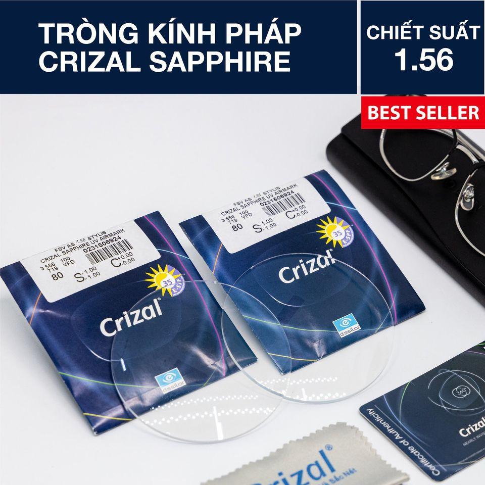 Tròng kính ESSILOR 1.56, 1.60 và 1.67 CRIZAL SAPPHIRE UV chính hãng Pháp