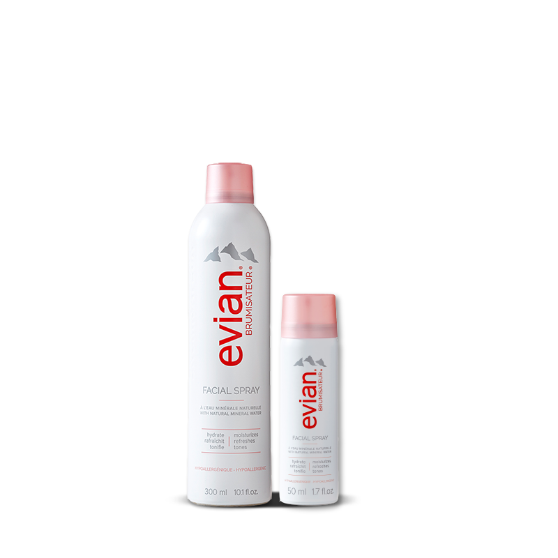 Combo 2 xịt khoáng cấp ẩm và làm dịu da Evian 300ml + 50