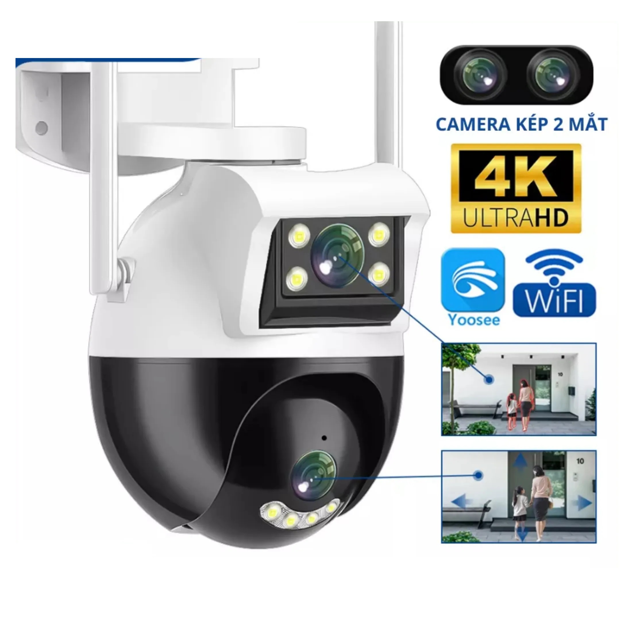 Hình ảnh Camera Wifi Yoosee PTZ 2 Mắt Xoay 360 Độ - Đàm Thoại 2 Chiều - Báo Động Chống Trộm - Ban Đêm Có Màu - hàng nhập khẩu