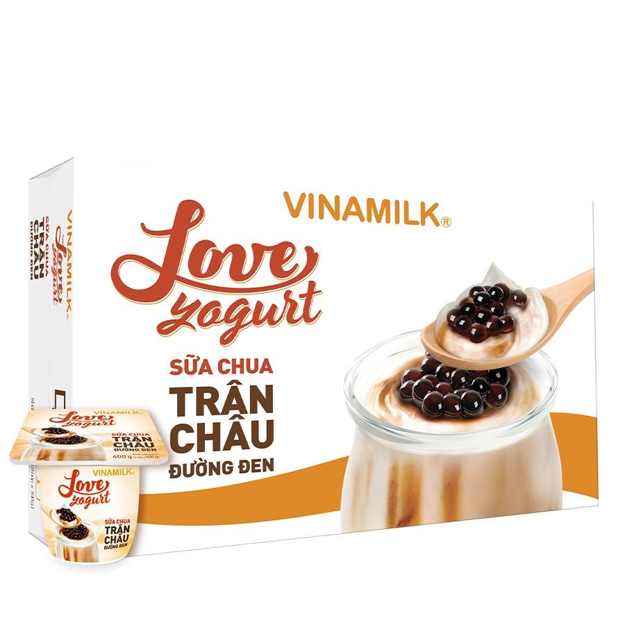 Thùng 48 Hộp Sữa chua ăn Vinamilk Love Yogurt Trân châu đường đen 100g
